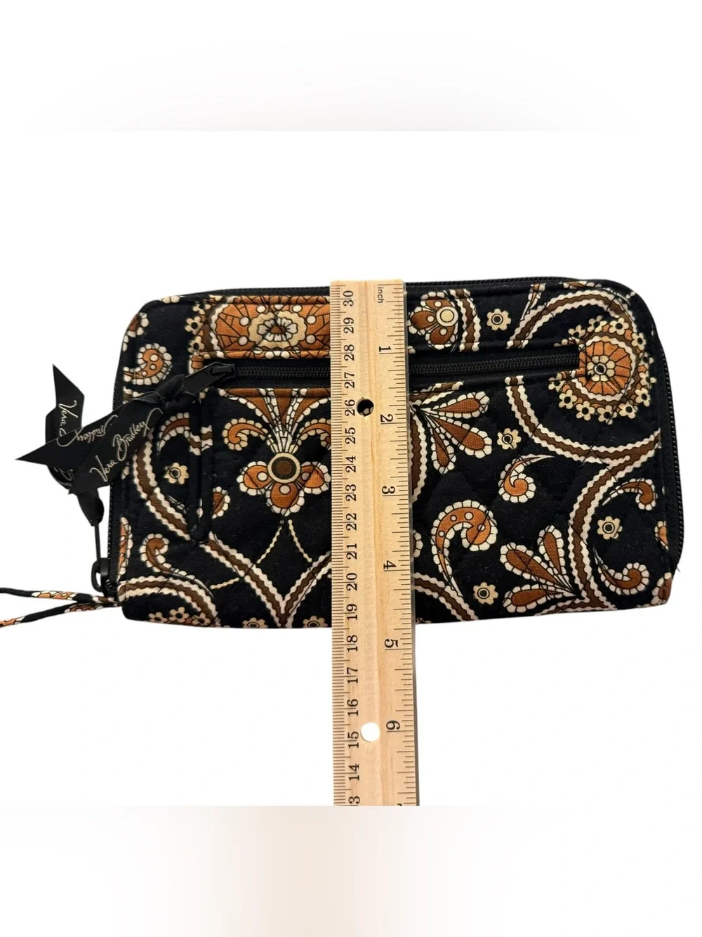 Vera Bradley Retired Cafe Caffe Latte Pattern Zip Wallet Hidden Wristlet Strap - Picture 8 of 8